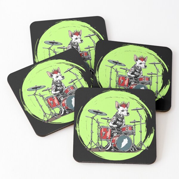 Item preview, ROCK PUNK DRUMMER DOG 4 – rock dog - hard rock dog – drummer dog designed and sold by Musicians-world.