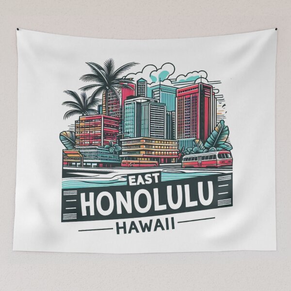 Item preview, East Honolulu, Hawaii, Watercolor Illustration designed and sold by PaintMeWorld.