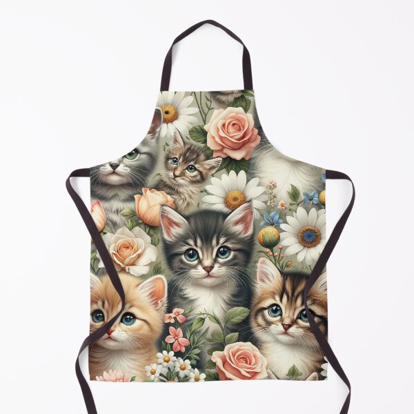 Item preview, Classic Kittens and Flowers Print - Chic Chat Créations Ref.085 designed and sold by ChicChat.