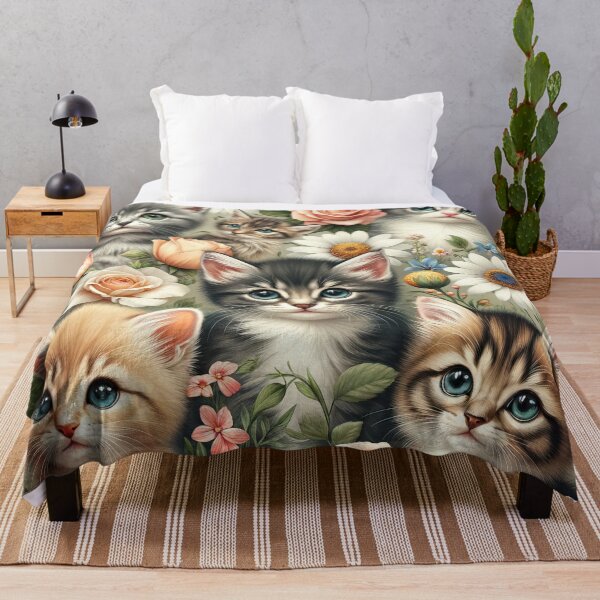Item preview, Classic Kittens and Flowers Print - Chic Chat Créations Ref.085 designed and sold by ChicChat.