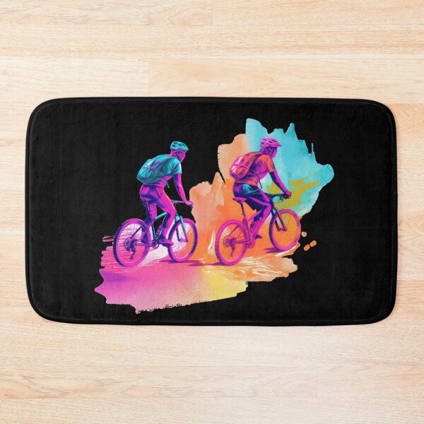 Item preview, NEON mountain bikers on a biking tour in colorful designed and sold by WallGemsArt.