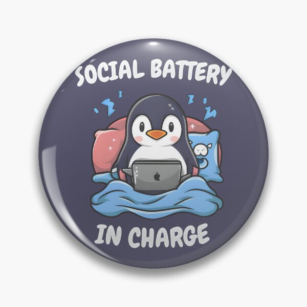 Item preview, Social battery in charge cute penguin designed and sold by ChataMaroon.