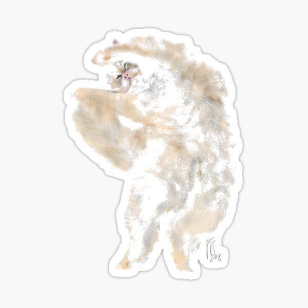 Stretched out fluffy cat Sticker