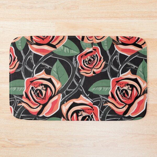 Item preview, logo pattern illustration graphics graffiti red black green red rose, black vines, thorns, wallpaper designed and sold by gulka8.