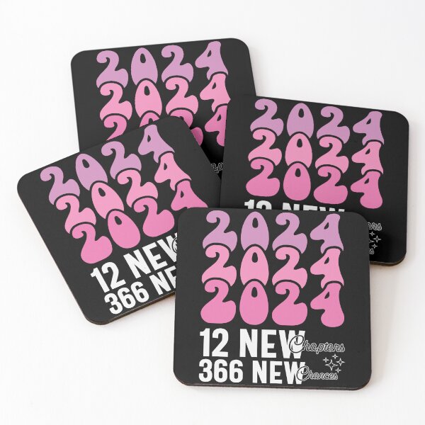 Item preview, 2024, 12 New Chapters, 366 New Chances - Retro Groovy New Year Celebration (Pink and White Design) designed and sold by Spiprinto.