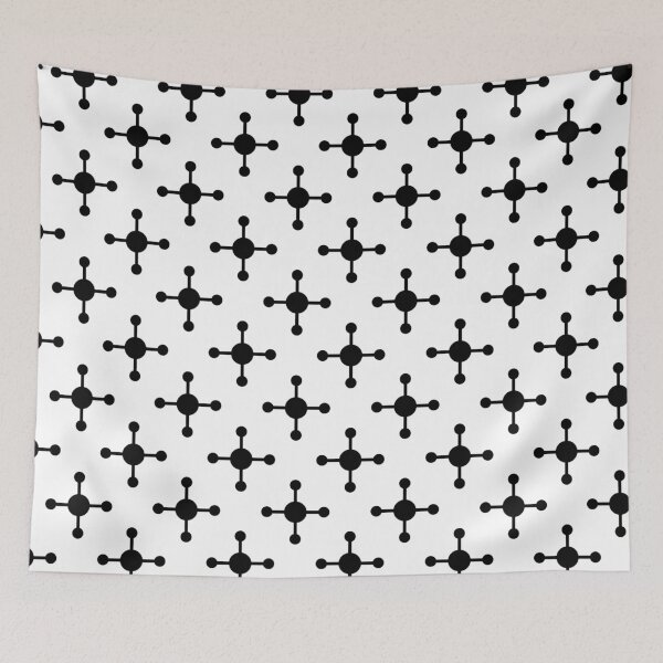Item preview, Black White Dot Molecule Atom Connected Monochrome Modern Abstract Space Tech Pattern designed and sold by PenguinForests.