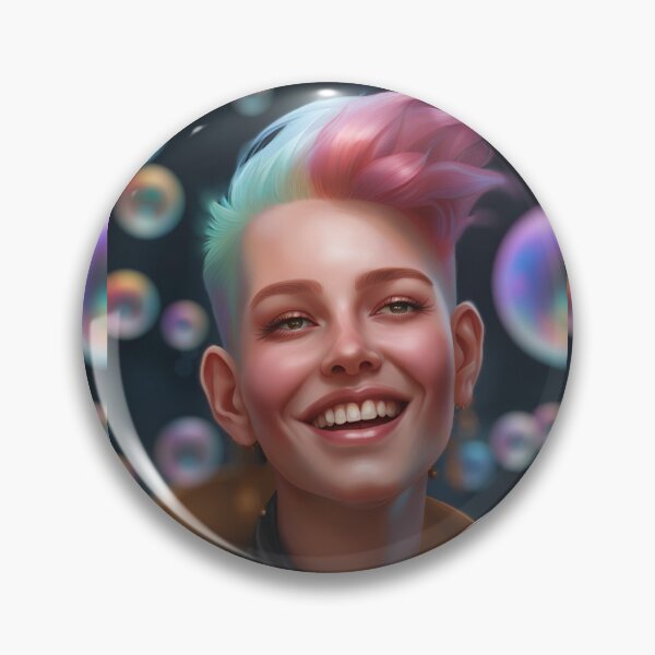 Item preview,  happy face of young punk, two-tone erect hair, against a background of sparkling bubbles designed and sold by Creativesphotos.