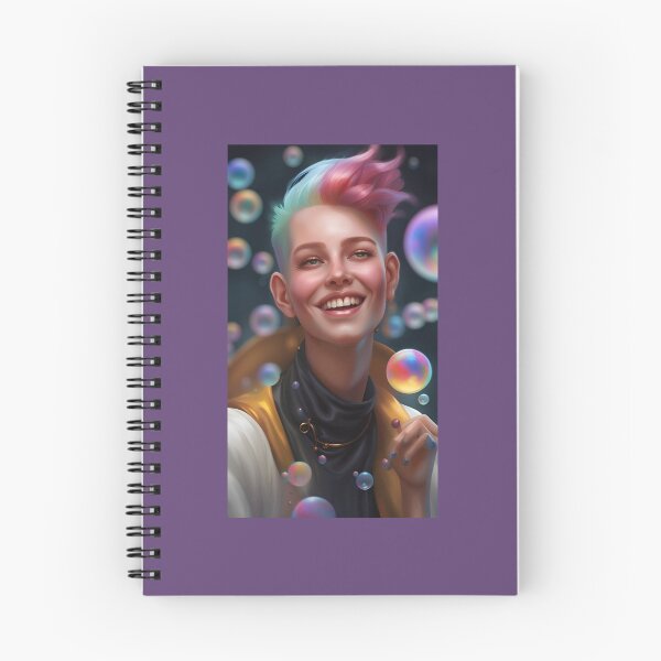 Item preview,  happy face of young punk, two-tone erect hair, against a background of sparkling bubbles designed and sold by Creativesphotos.