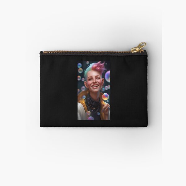 Item preview,  happy face of young punk, two-tone erect hair, against a background of sparkling bubbles designed and sold by Creativesphotos.