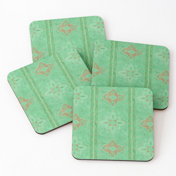 Item preview, Bohemian green vertical stripes  designed and sold by MoisOneOffs.