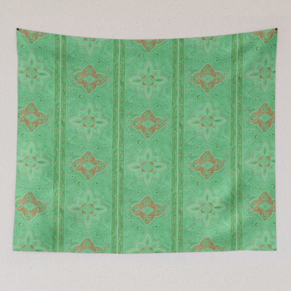 Item preview, Bohemian green vertical stripes  designed and sold by MoisOneOffs.