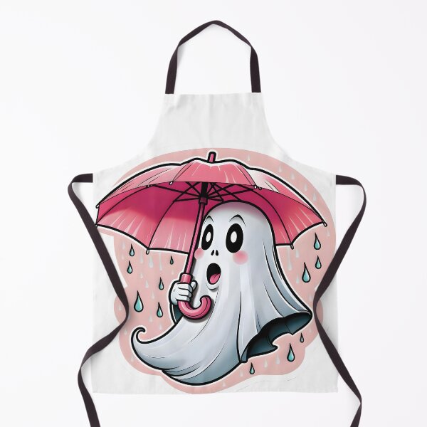 Item preview, Cheerful Ghost with Umbrella - Whimsical Rainy Day Art designed and sold by RevGens.