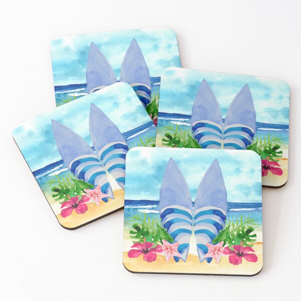 Item preview, Watercolor Surfboard Scene designed and sold by Makanahele.