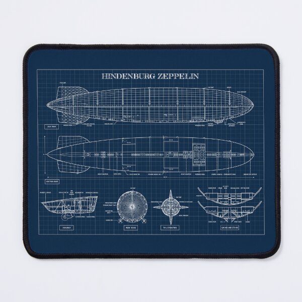 Item preview, Hindenburg Zeppelin (Navy Blueprint-English) designed and sold by BGALAXY.