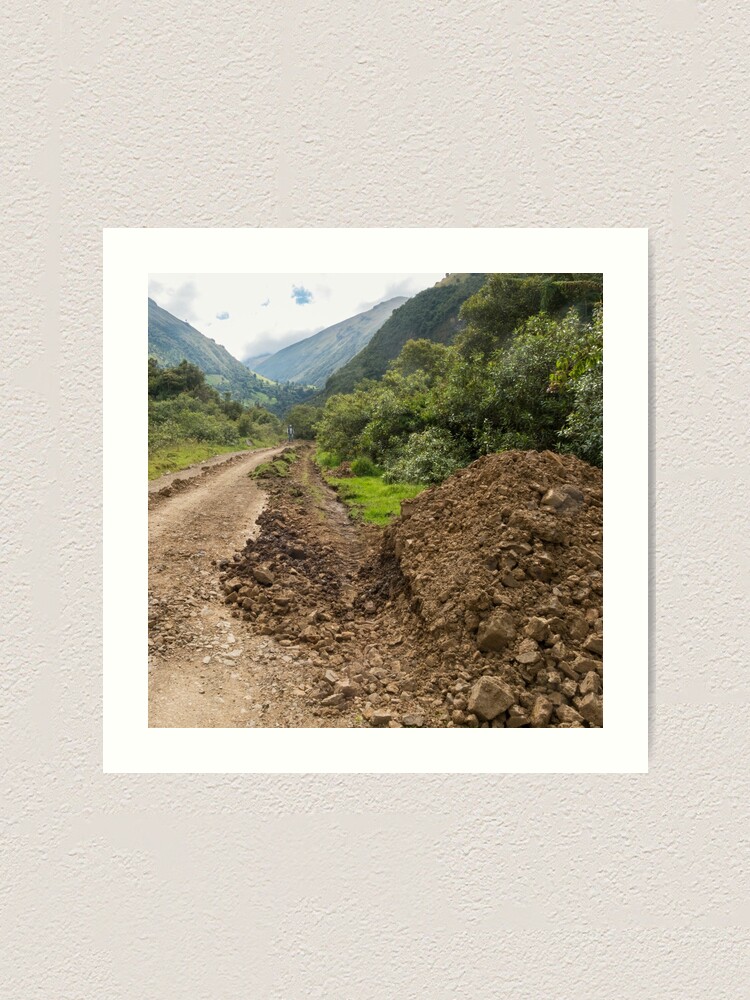Alternate view of Partially destroyed dirt road in Andes mountains, Ecuador Art Print