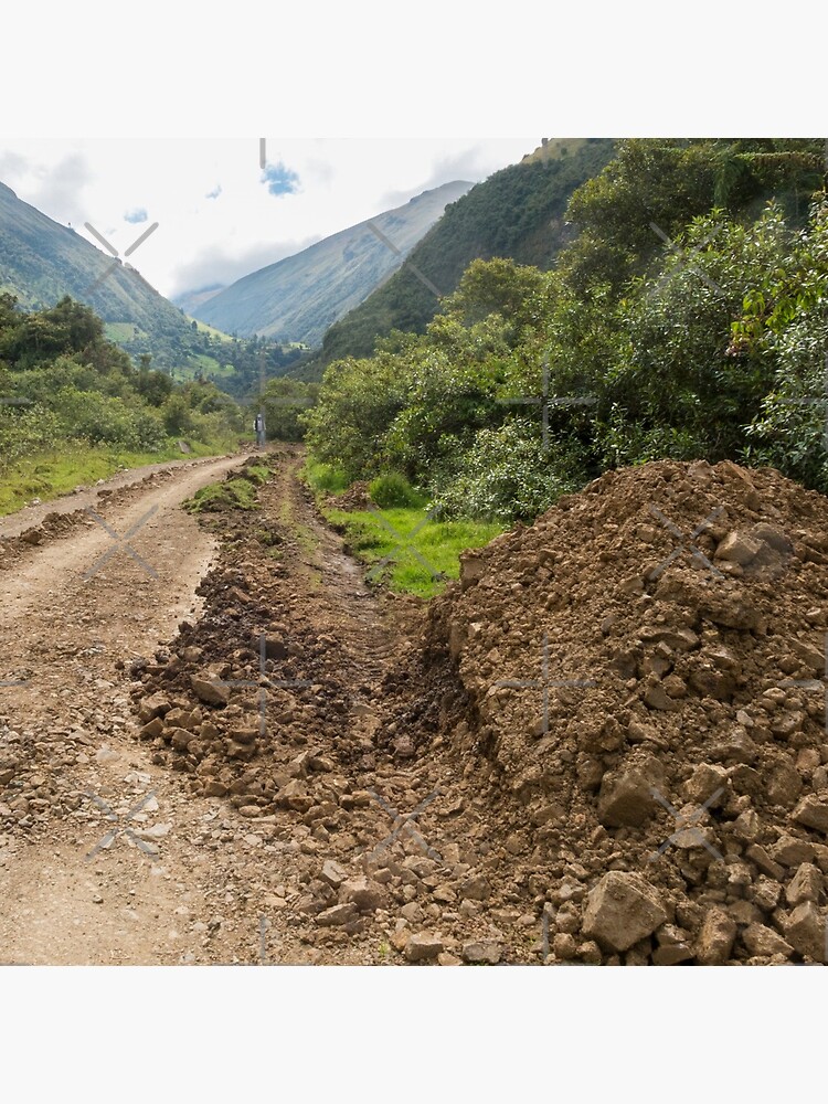 Partially destroyed dirt road in Andes mountains, Ecuador by kpander