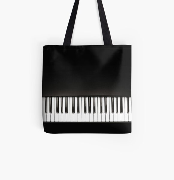 Piano Music Black and White All Over Print Tote Bag