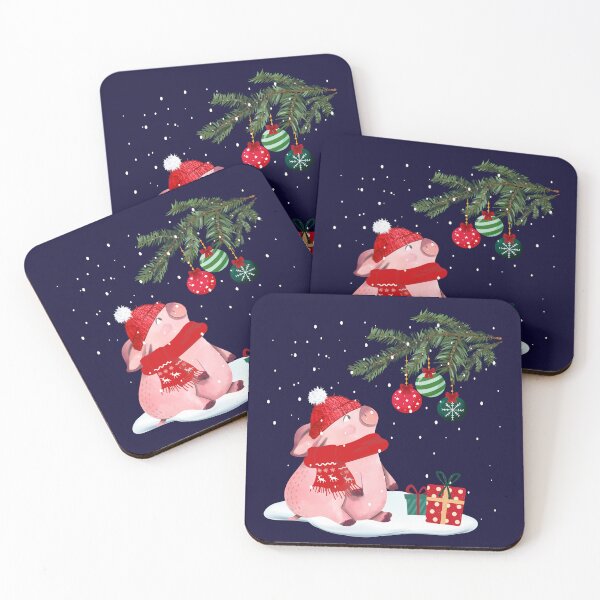 Item preview, Cute Pig Under The Christmas Tree designed and sold by AnulaArt.