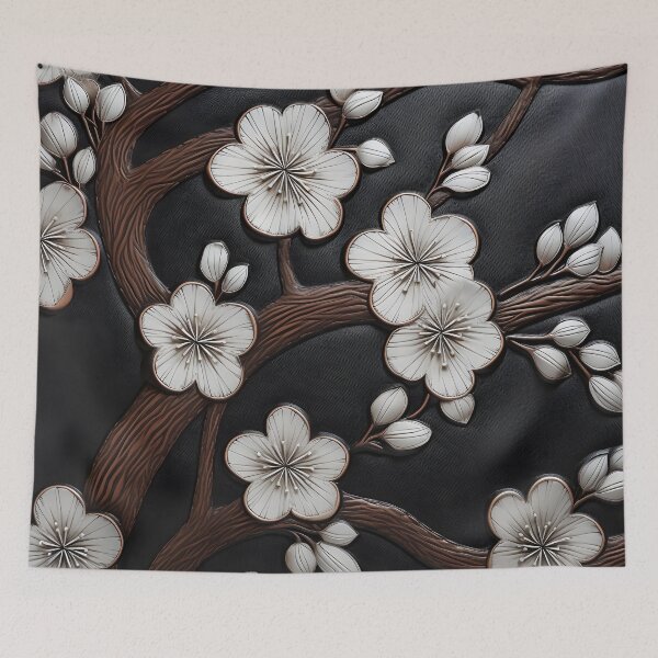Item preview, leather cherry blossom embossed print designed and sold by dcrc.