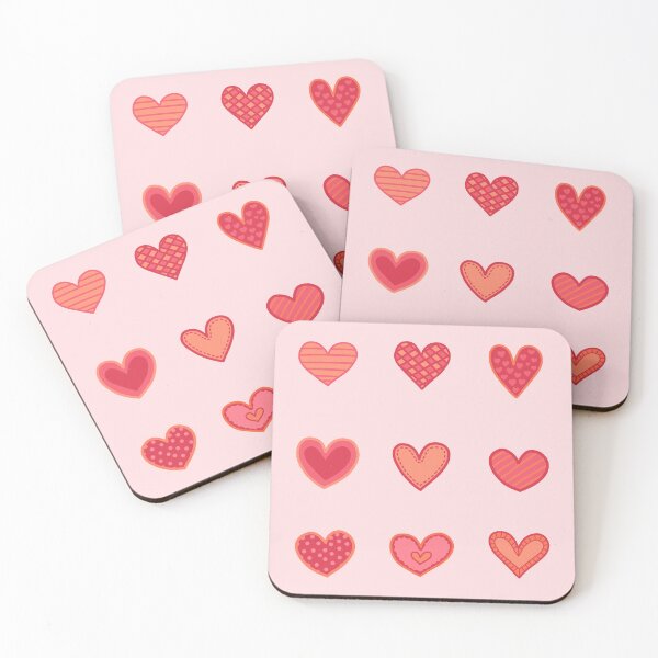 Item preview, Orange and pink heart doodles set designed and sold by wonderxwander.