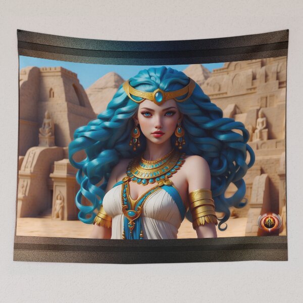 Item preview, Blue Queen Of The Desert Sands Enchanting Portrait AI Concept Art by Xzendor7 designed and sold by Xzendor7 Digital Art Creations.