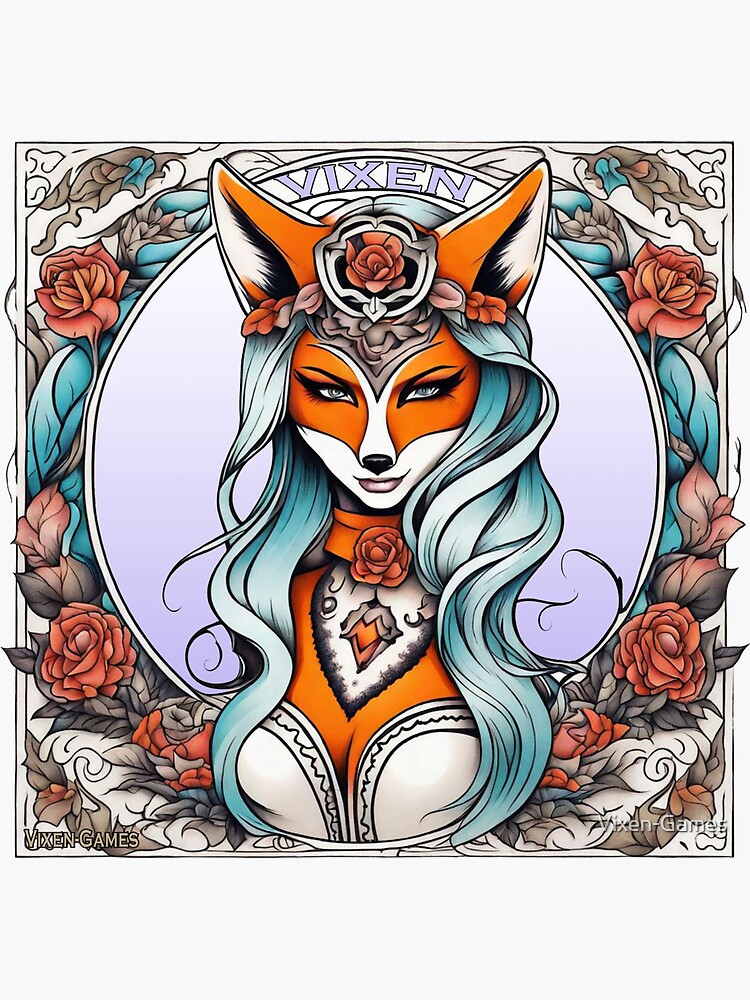 Thumbnail 3 of 3, Sticker, Sultry Vixen designed and sold by Vixen-Games.