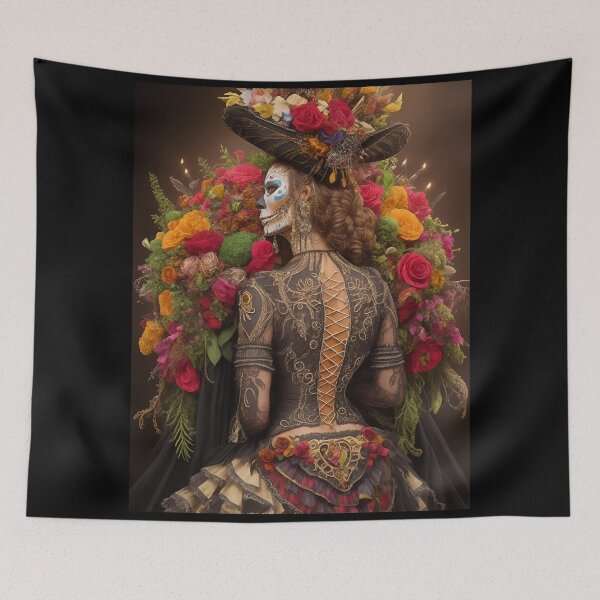 Item preview, Elegant gorgeous La Calavera Catrina, Lady of the afterlife, the Elegant Skull designed and sold by Fantasymachine.
