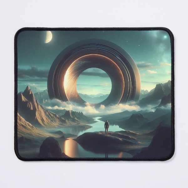 Item preview, Surreal landscape of a man standing in front of a portal designed and sold by DragonPurple.