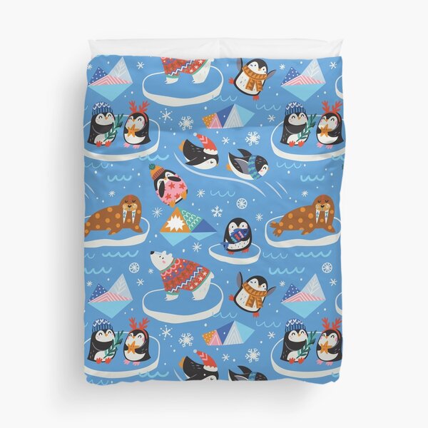 Item preview, Holiday winter animals_on blue designed and sold by PenguinHouse.