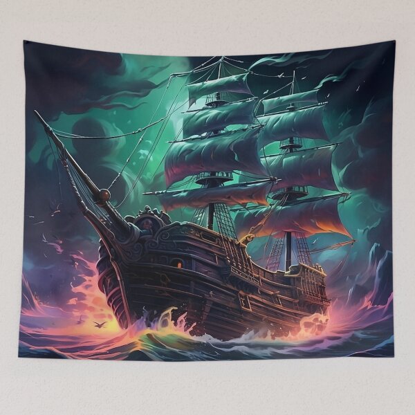 Item preview, Neon Ghost Pirate Ship - Digital Art designed and sold by SnoopyTF.