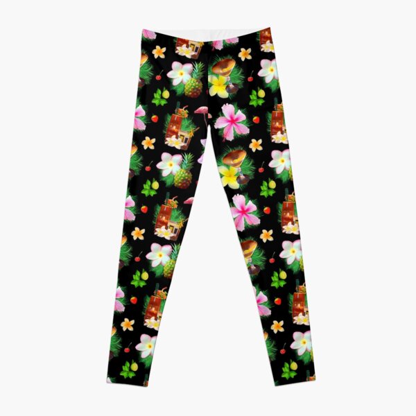 Tiki cocktails tropical aloha bouquet of fun Leggings