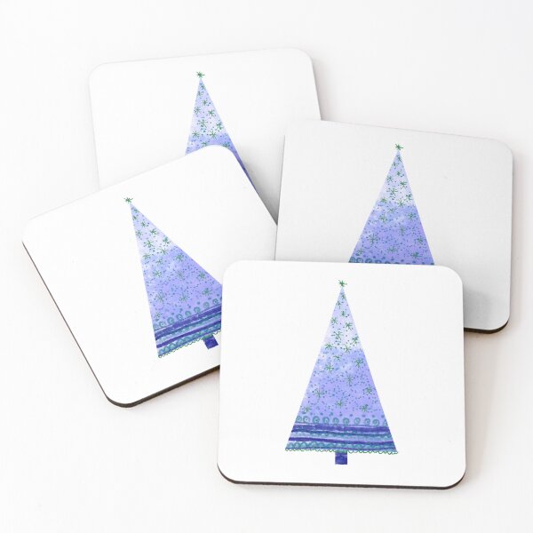 Item preview, Watercolor Christmas tree with decorations, intense colors, deep  blue and green. designed and sold by My-fake-places.
