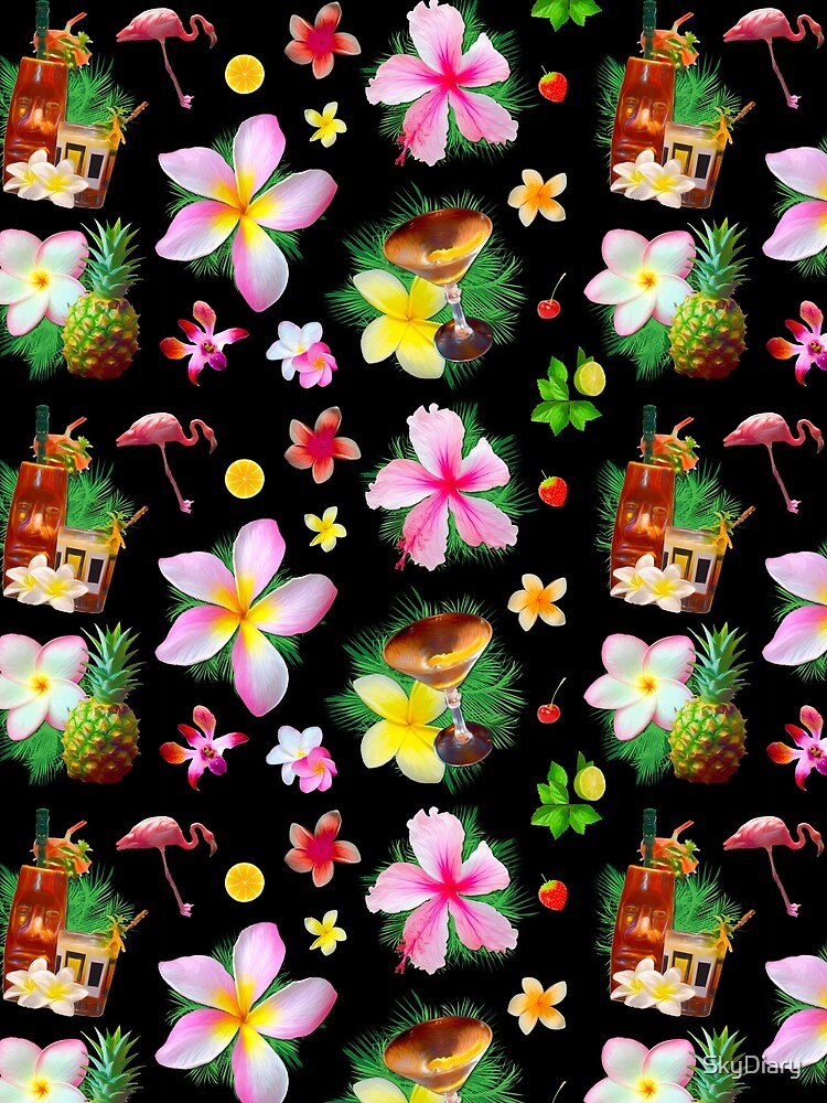 Thumbnail 6 of 6, Chiffon Top, Tiki cocktails tropical aloha fun designed and sold by SkyDiary.