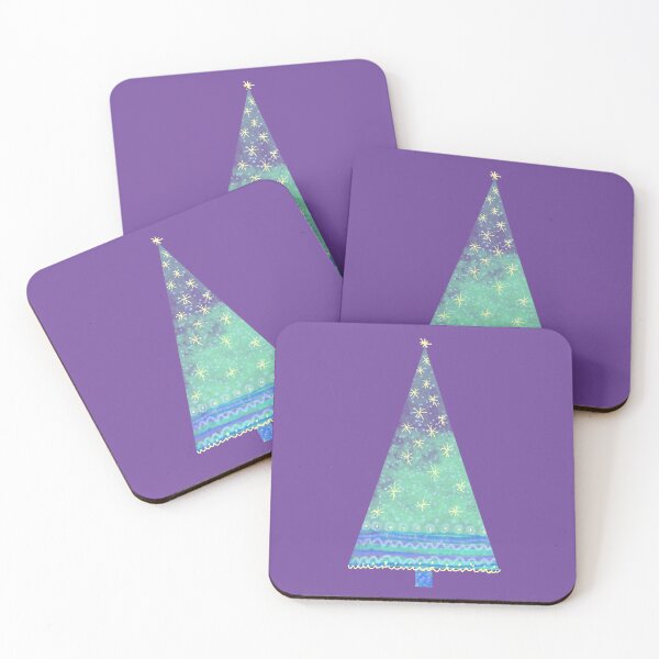 Item preview, Watercolor Christmas tree with decorations, intense colors, deep turquoise and yellow. designed and sold by My-fake-places.