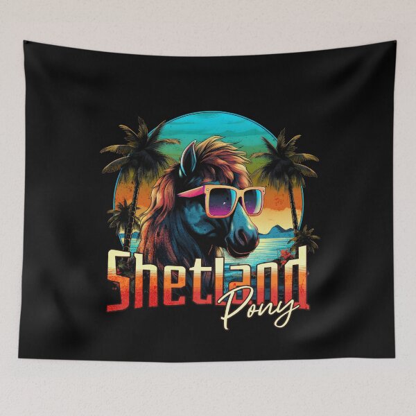 Item preview, Retro Wave Shetland Pony Horse Vibes Palm Design designed and sold by RedDesignSyc.