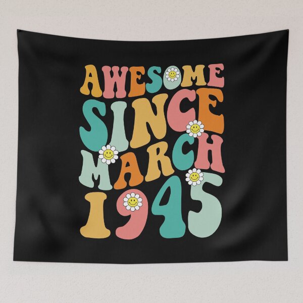 Item preview, Awesome Since March 1945 | Made In 1945 | Retro Groovy Birthday designed and sold by Christina-grich.