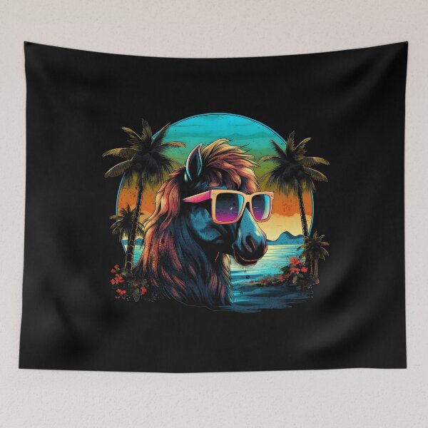 Item preview, Retro Wave Shetland Pony Horse Palm Design designed and sold by RedDesignSyc.