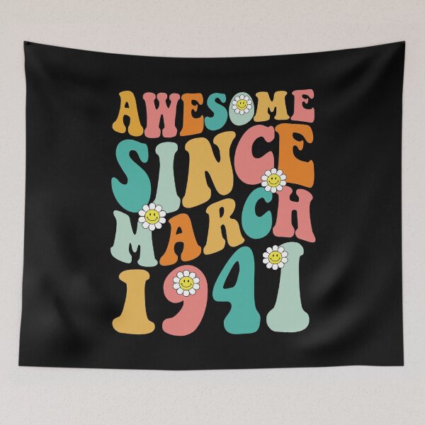 Item preview, Awesome Since March 1941 | Made In 1941 | Retro Groovy Birthday designed and sold by Christina-grich.