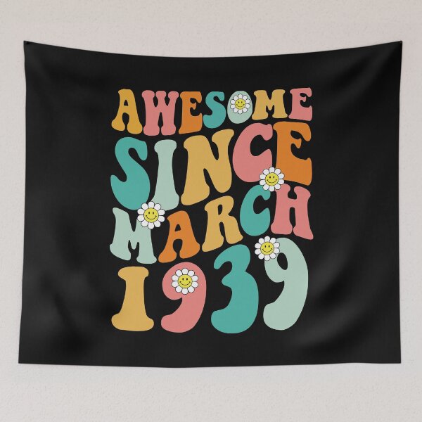 Item preview, Awesome Since March 1939 | Made In 1939 | Retro Groovy Birthday designed and sold by Christina-grich.
