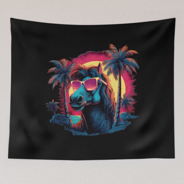 Item preview, Retro Wave Shetland Pony Horse Miami designed and sold by RedDesignSyc.