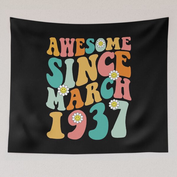 Item preview, Awesome Since March 1937 | Made In 1937 | Retro Groovy Birthday designed and sold by Christina-grich.