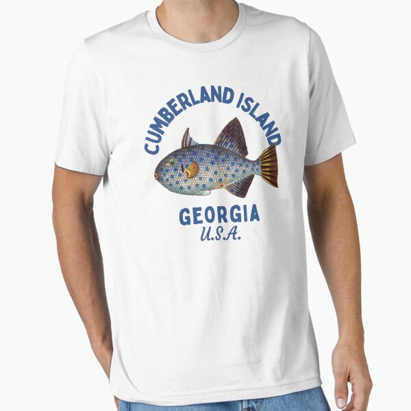 Item preview, Retro Fish Cumberland Island Georgia- Navy Text- Island / Beach designed and sold by TimelessLocales.