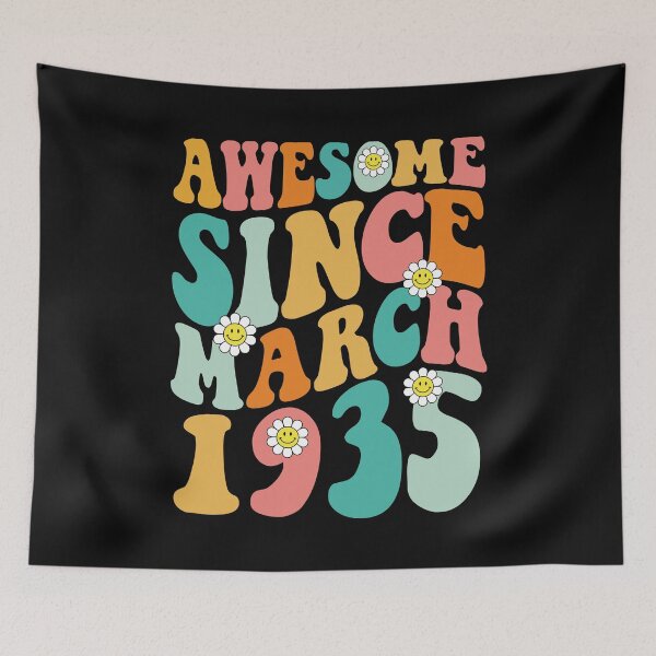 Item preview, Awesome Since March 1935 | Made In 1935 | Retro Groovy Birthday  designed and sold by Christina-grich.