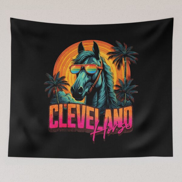 Item preview, Retro Wave Rainbow Cleveland Horse Vibes designed and sold by RedDesignSyc.