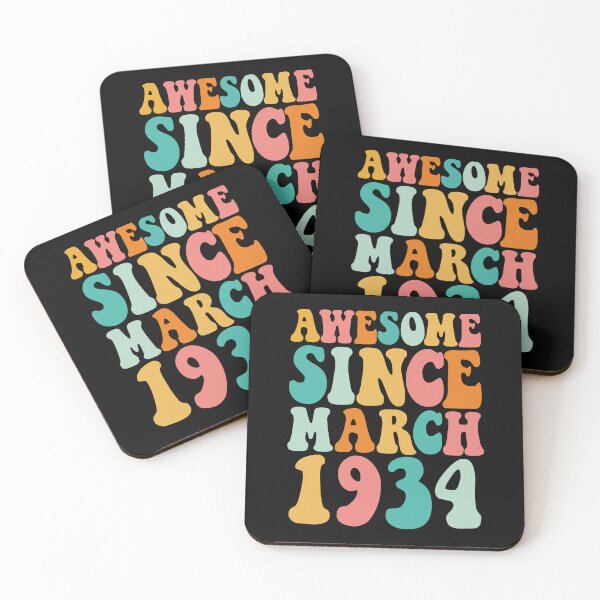 Item preview, Awesome Since March 1934 | Made In 1934 | Retro Groovy Birthday designed and sold by Christina-grich.