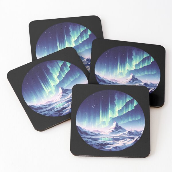 Item preview, Low Poly Winter Mountains with the Northern Lights designed and sold by SebastianArt75.