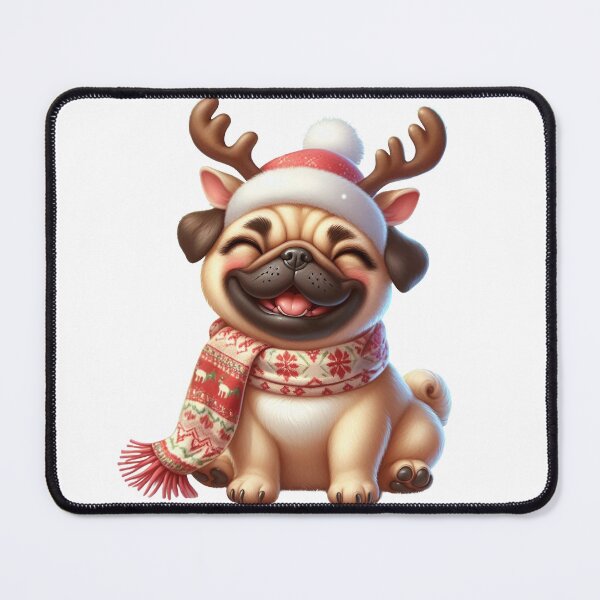 Item preview, Smiling Reindeer Pug designed and sold by Echonn.