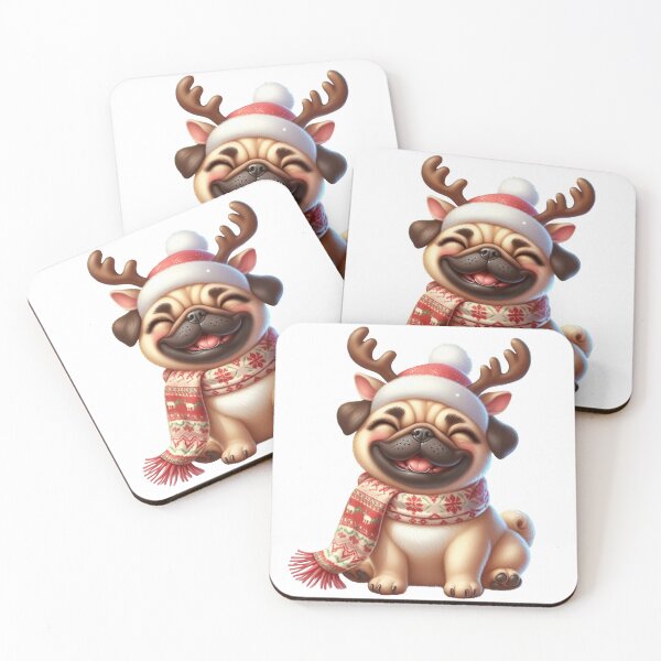 Item preview, Smiling Reindeer Pug designed and sold by Echonn.