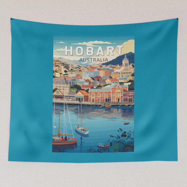 Item preview, Hobart Australia Travel Art Vintage designed and sold by KrisSidDesigns.