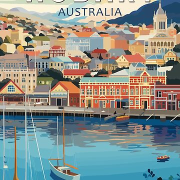 Artwork thumbnail, Hobart Australia Travel Art Vintage by KrisSidDesigns